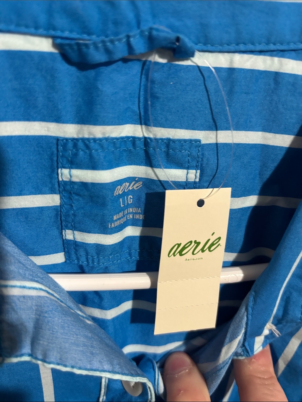 Aerie Women's Good Day Button Down Shirt in Ocean Aqua blue (size Large) - Picture 2 of 7